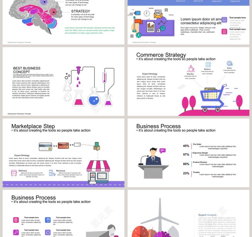 MBE风格可视化图表集PPT模板第6张