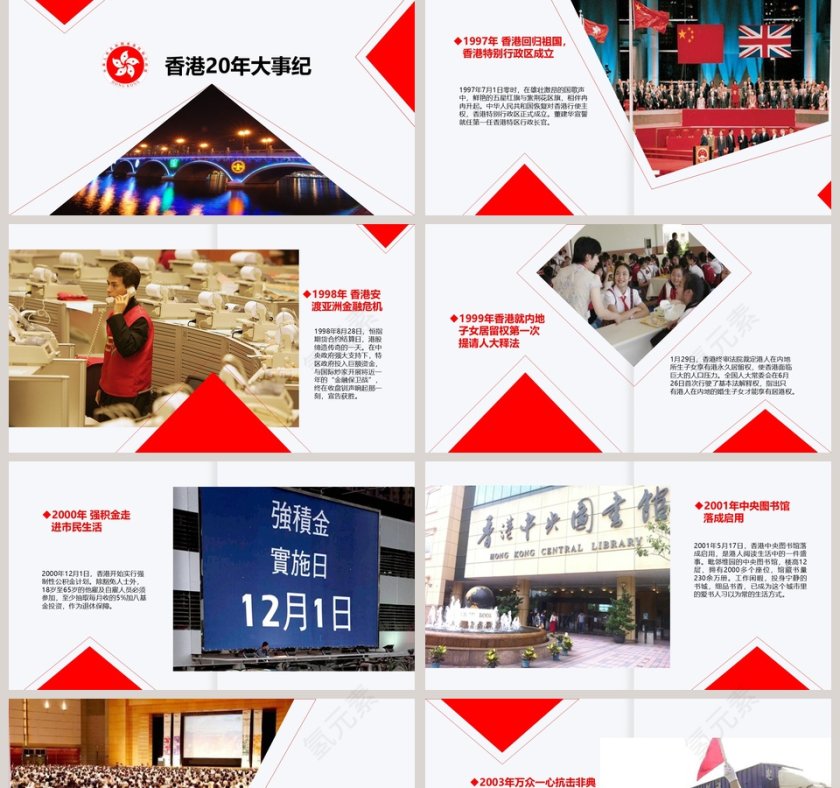 香港回归20周年党建工作汇报PPT模板第2张