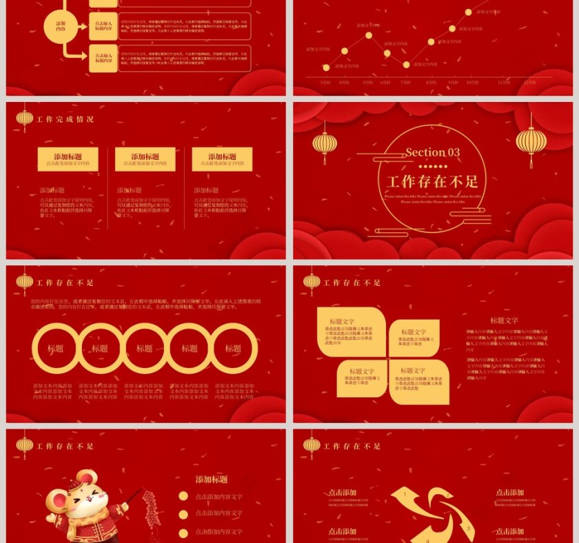 红色高端迎战鼠年工作总结汇报PPT模板第3张