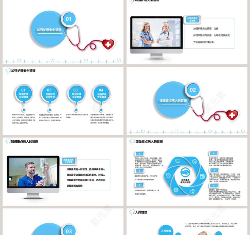 蓝色立体护士长工作汇报PPT第2张