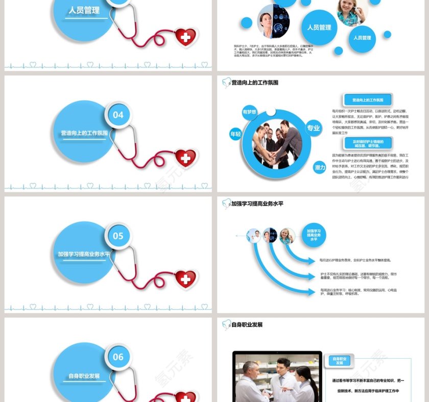 蓝色立体护士长工作汇报PPT第3张