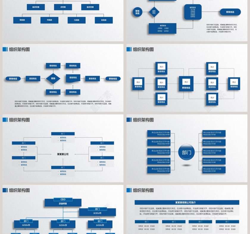 简约企业组织架构图PPT模版第3张