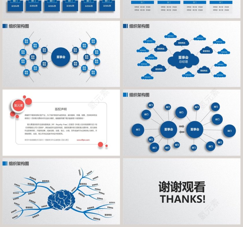 简约企业组织架构图PPT模版第4张
