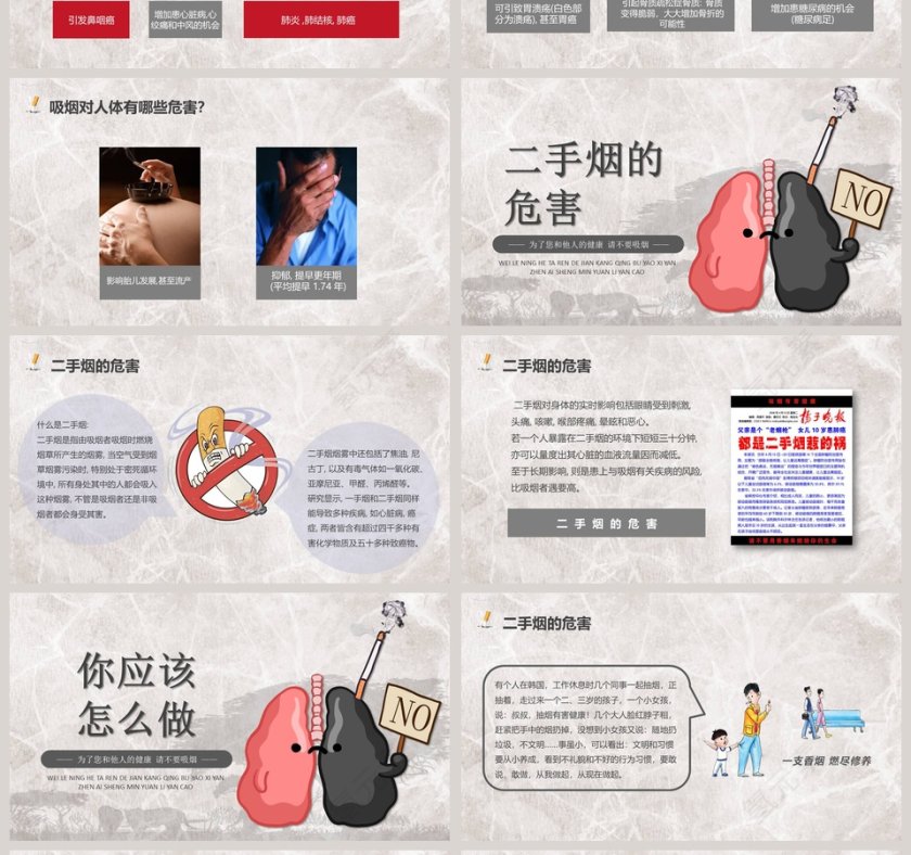  中小学生禁烟主题教育班会PPT模板第4张