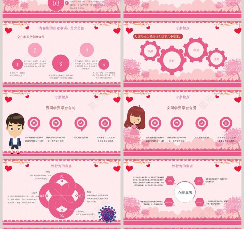 粉色简约青春期性教育PPT第4张