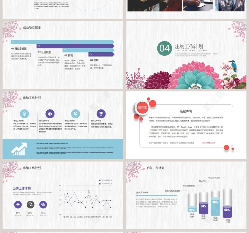 小清新财务部出纳工作年终总结明年计划PPT第4张