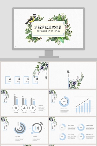 清新雅致述职报告PPT