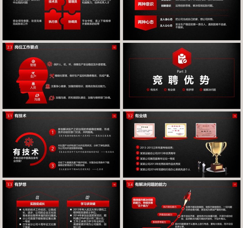红黑岗位竞聘报告竞岗演讲求职简历PPT第3张