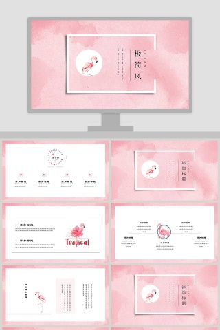 极简风火烈鸟主题PPT