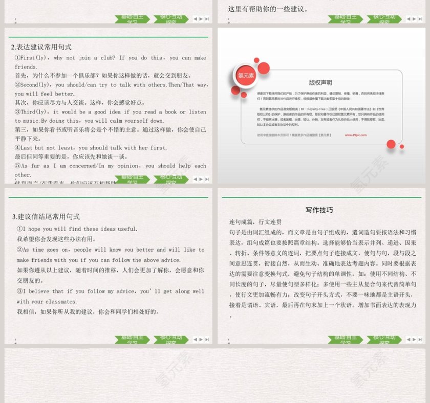 SectionReading for Writing建议信与PPT模板的完美结合第4张