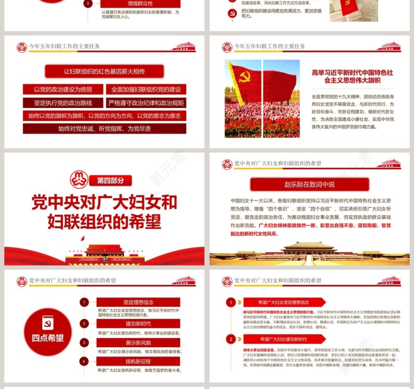 红色简约大气中国妇女十二大会议PPT第4张