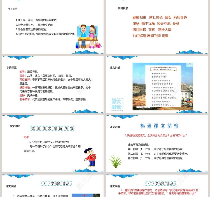 人教部编版四年级语文上册延安我把你追寻语文课件PPT第2张