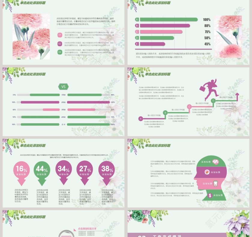 手绘花朵总结报告模版PPT第2张