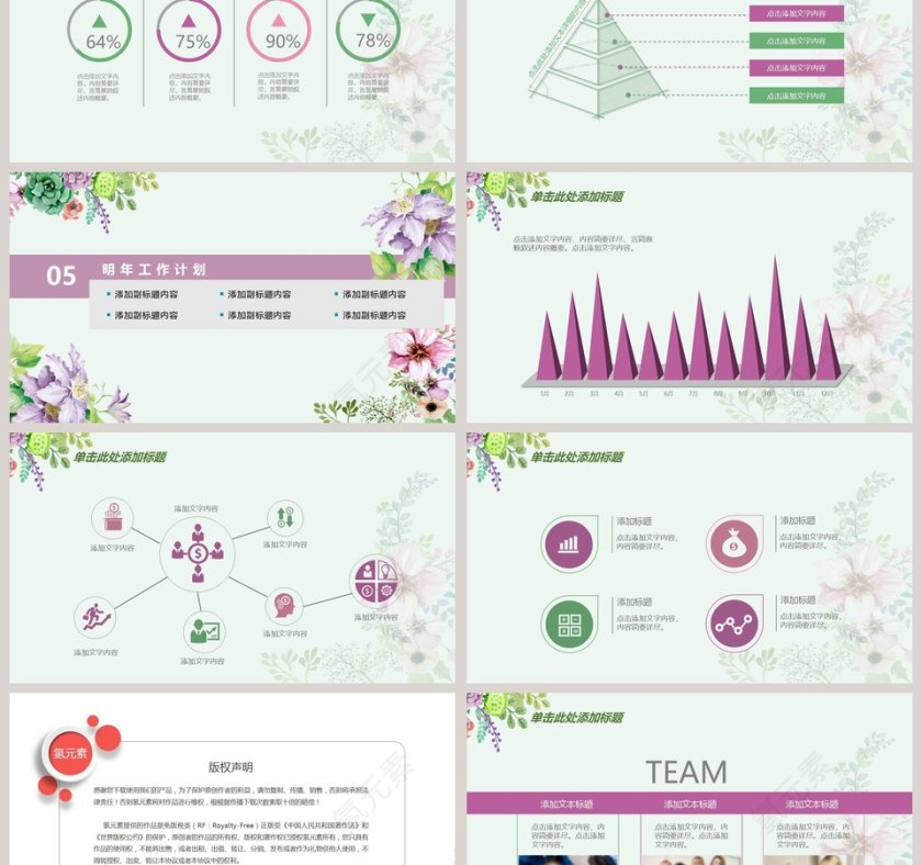 手绘花朵总结报告模版PPT第6张