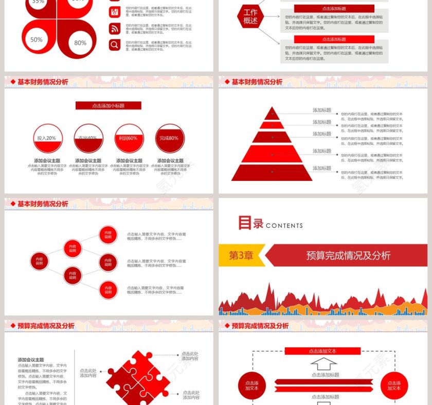 红色简约财务总结报告ppt第3张