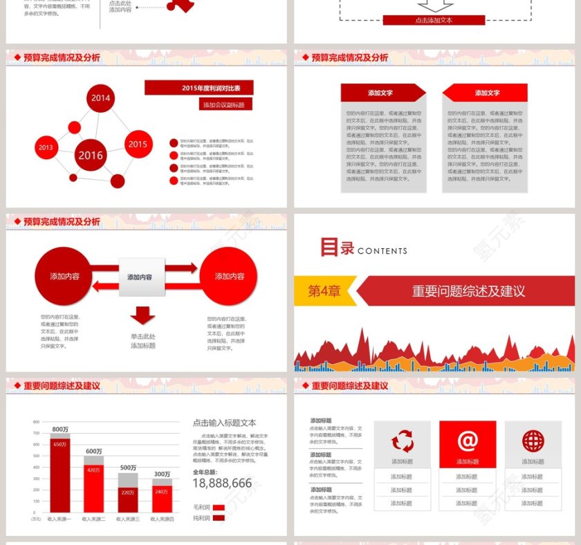 红色简约财务总结报告ppt第4张
