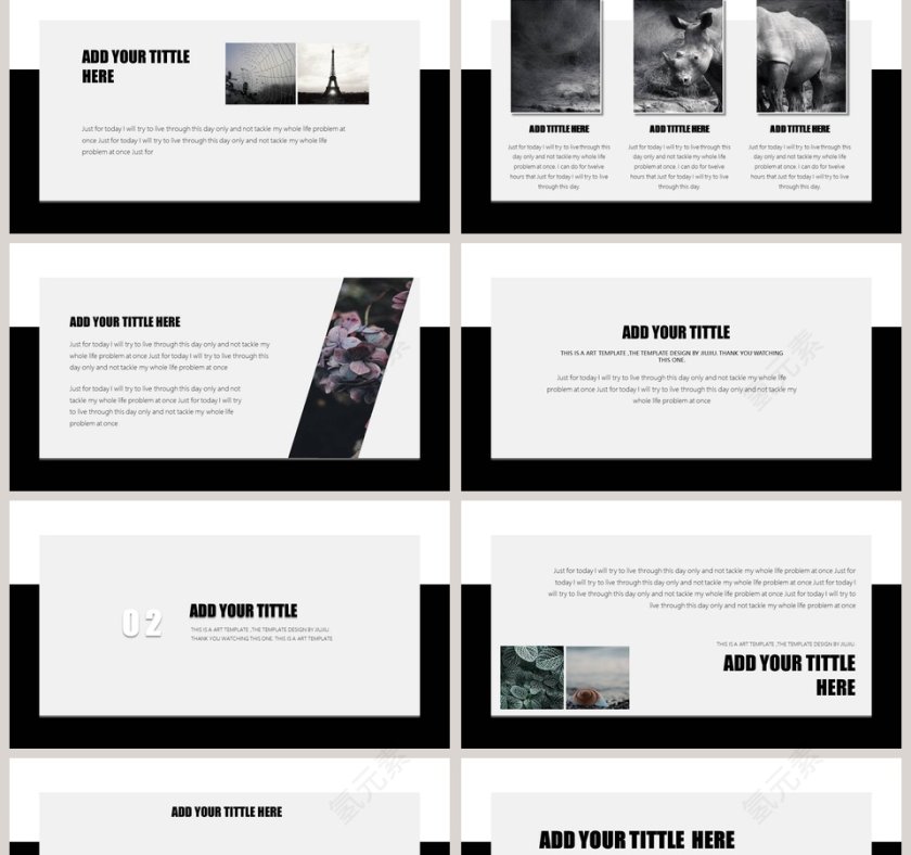 欧美极简PPT创意欧美杂志风创业书PPT模板 第2张