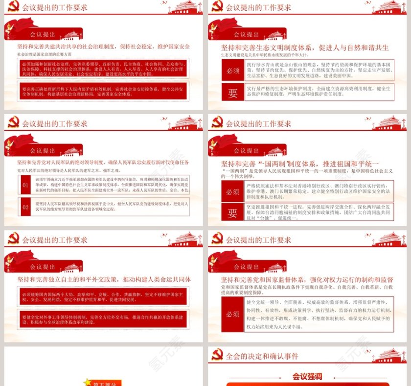 中国风十九届四中全会会议公报学习PPT模板第5张