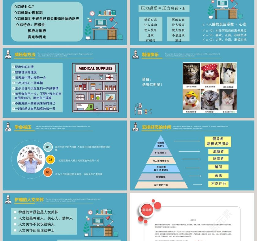 蓝色简约清新护理人文关怀PPT第6张