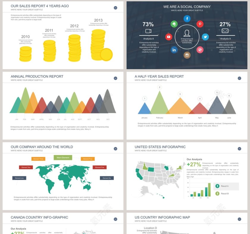 简约欧美风年度计划总结汇报PPT模板第8张