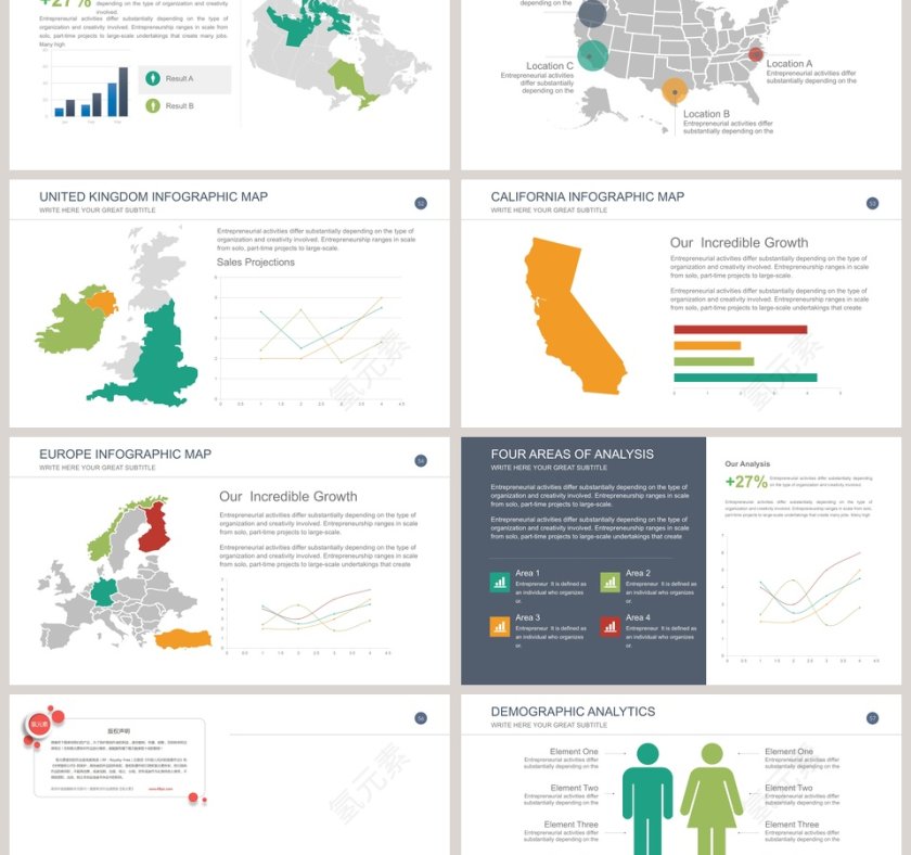 简约欧美风年度计划总结汇报PPT模板第9张