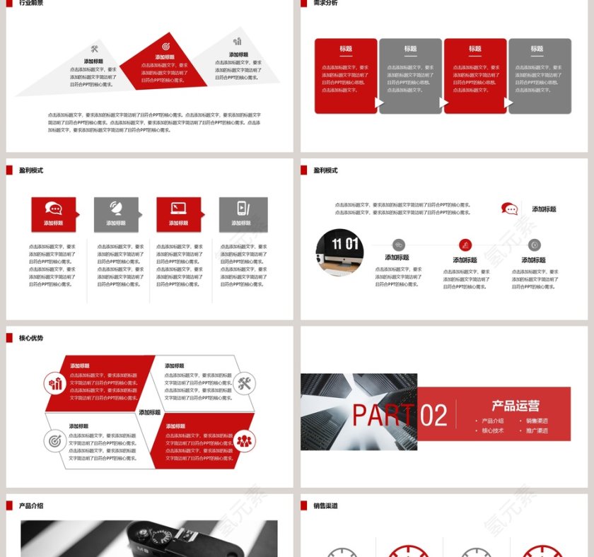 2019红色大气商业计划书PPT模板第2张