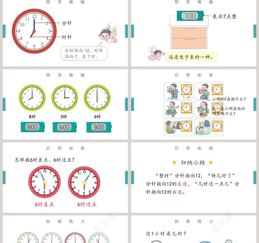 人教版一年级数学认识钟表PPT课件第2张