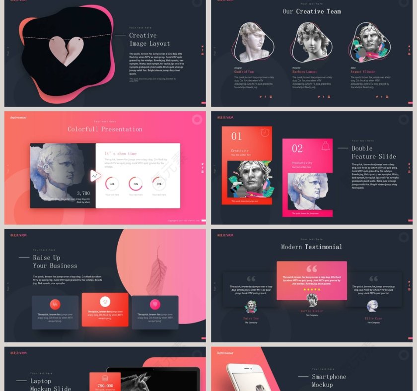 蒸汽波风格ppt模板第2张