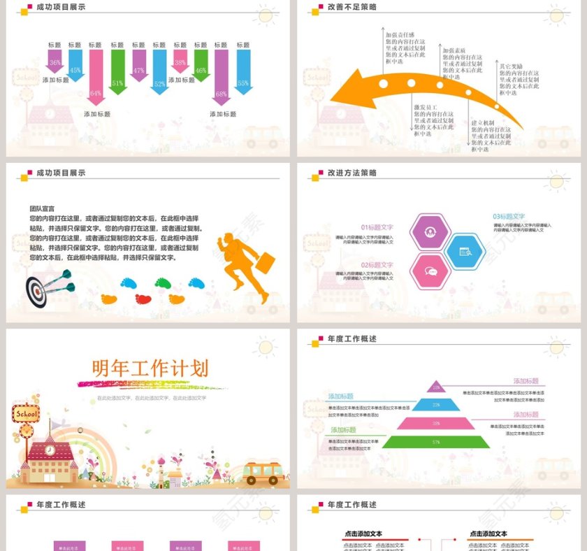 创意卡通年终总结汇报PPT第5张