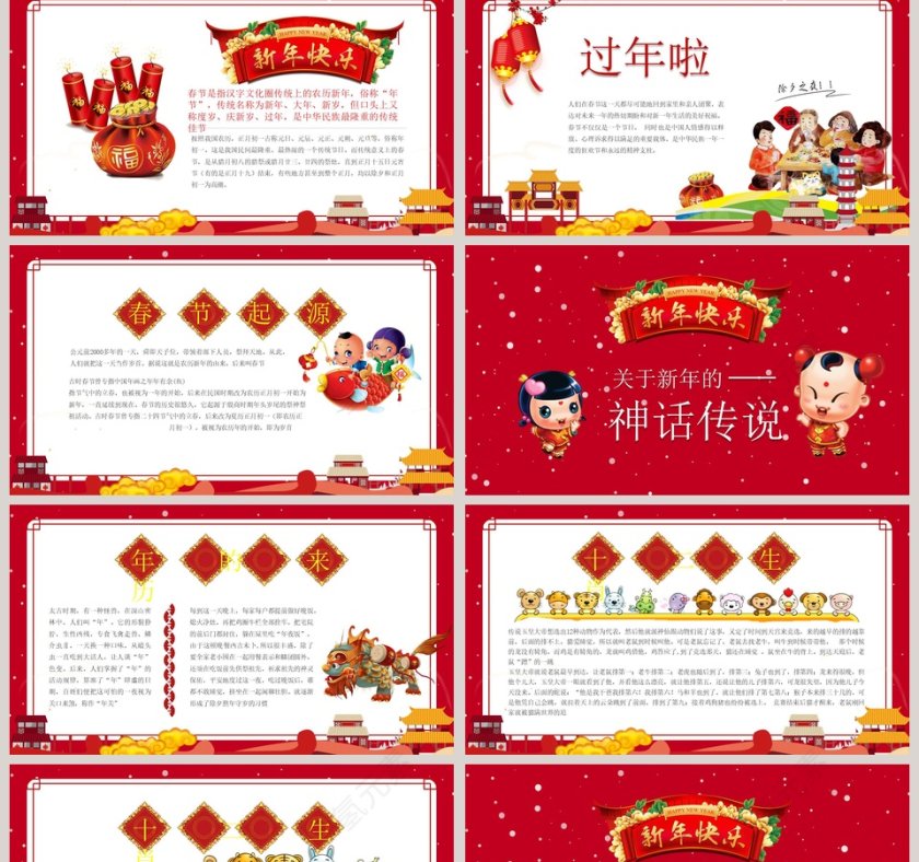 红色大气春节传统文化习俗ppt第2张
