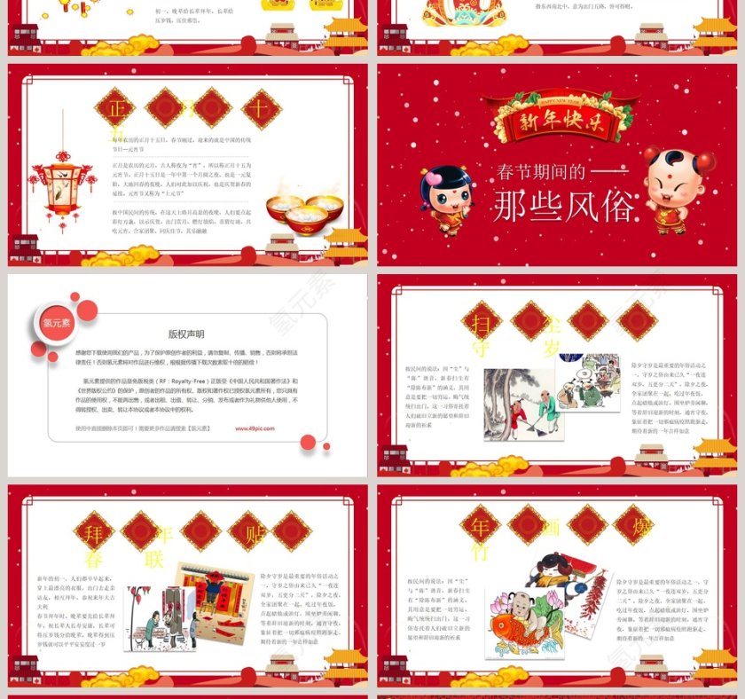 红色大气春节传统文化习俗ppt第4张