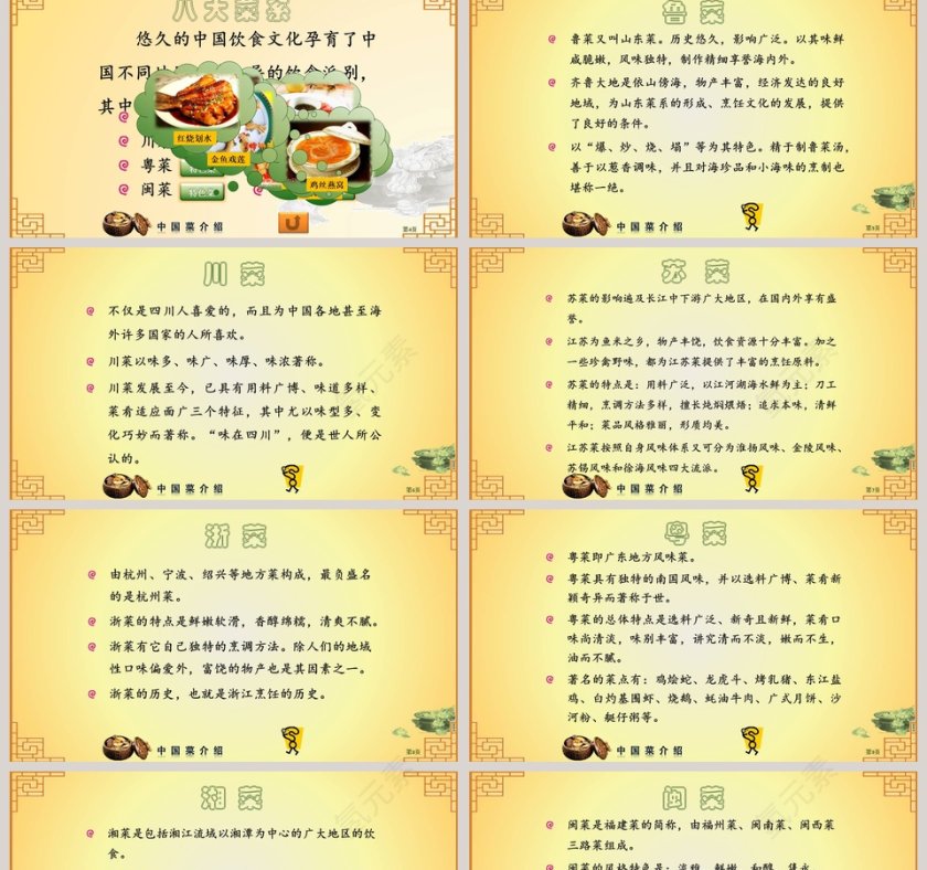 中国菜系美食PPT模板第2张