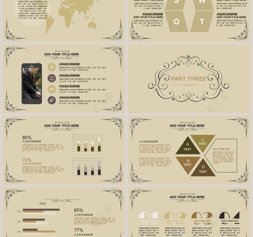 欧美复古主题PPT模板第3张