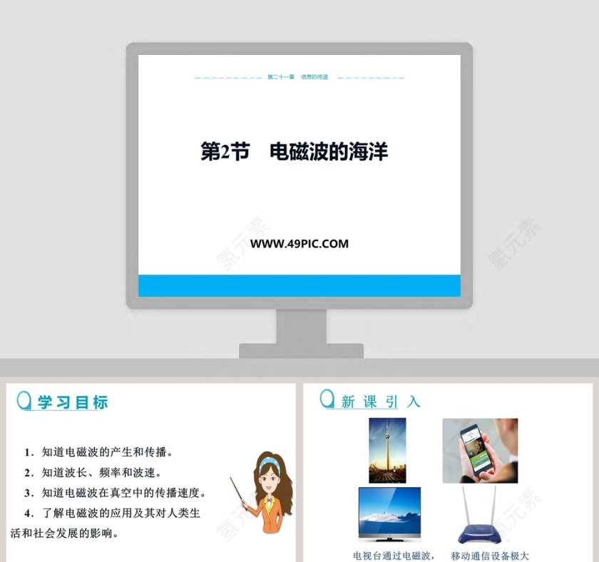 第2节 电磁波的海洋 - 教育培训PPT模板第1张