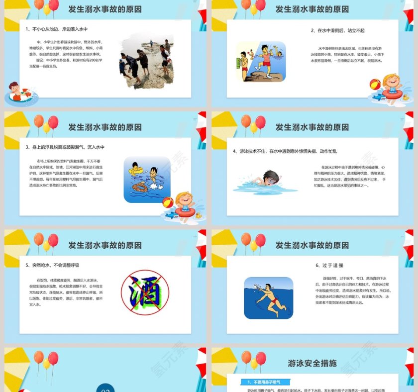 珍爱生命预防溺水游泳安全知识讲座PPT模板第2张