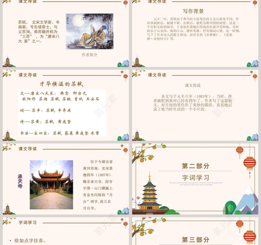 人教版八年级语文PPT课件记承天寺夜游读书分享会教师说课课件第2张