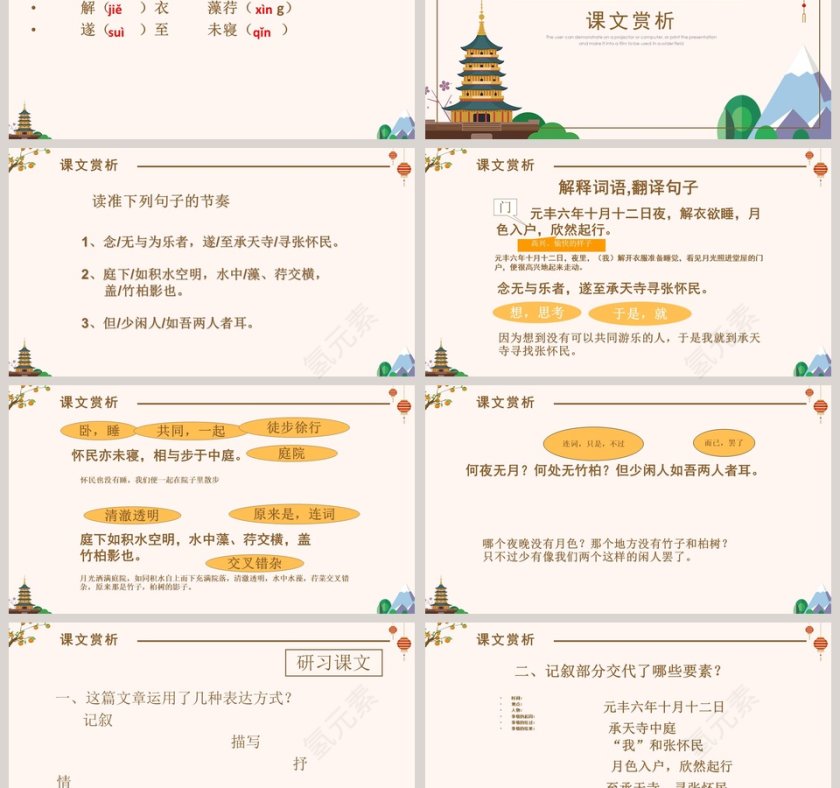 人教版八年级语文PPT课件记承天寺夜游读书分享会教师说课课件第3张