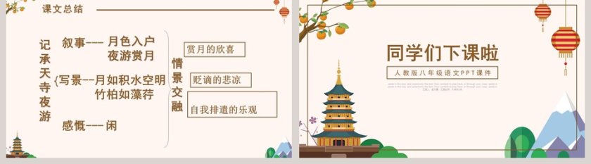 人教版八年级语文PPT课件记承天寺夜游读书分享会教师说课课件第5张