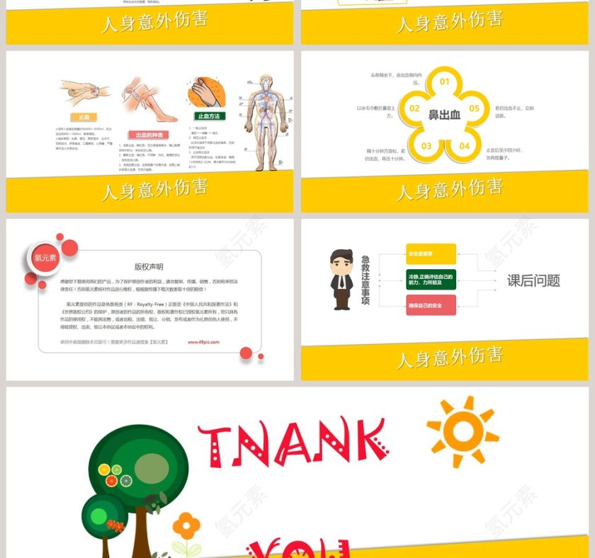 黄色简约小学生常用急救知识第4张