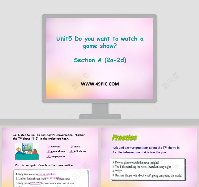 Unit5 Do you want to watch a game show-Section A 2a2d教学ppt课件第1张