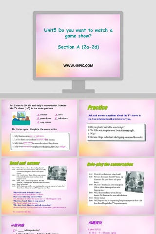 Unit5 Do you want to watch a game show-Section A 2a2d教学ppt课件