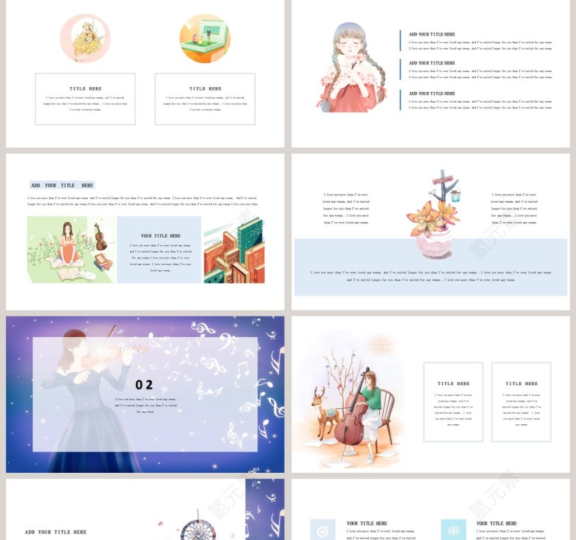 小清新手绘卡通工作总结汇报PPT模板第2张