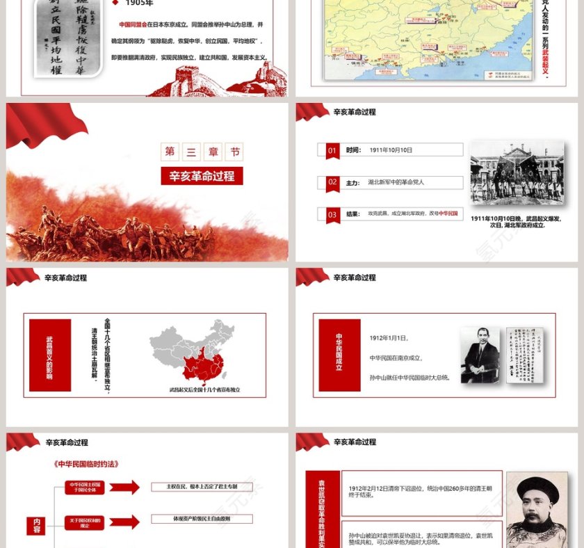红色辛亥革命纪念孙中山教师通用说课ppt模板第3张