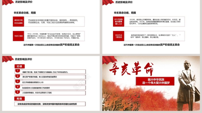 红色辛亥革命纪念孙中山教师通用说课ppt模板第5张