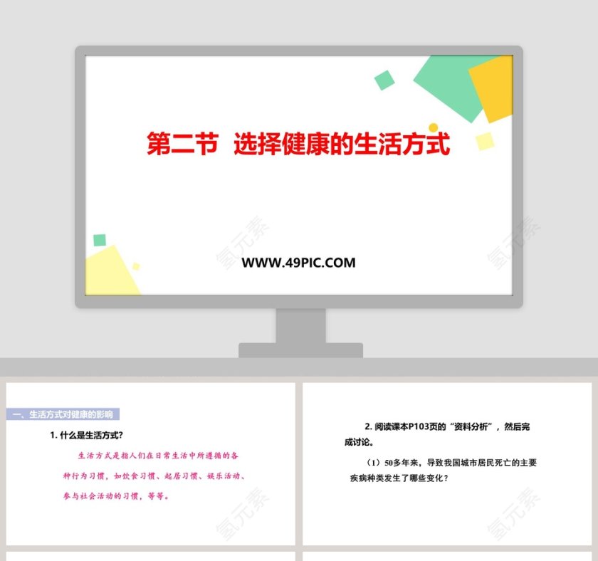第二节 选择健康的生活方式 PPT模板第1张
