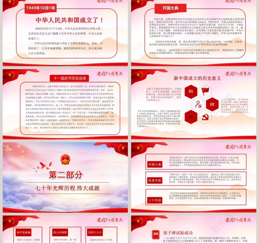 庆祝新中国成立七十周年ppt模板第2张
