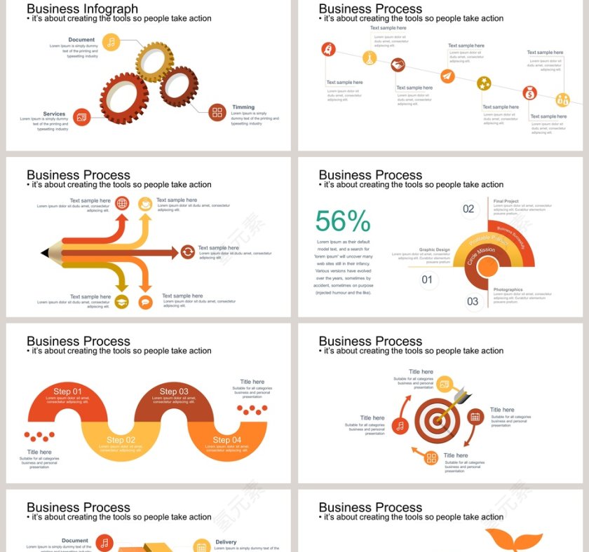 手指图箭头可视化图表集PPT模板第2张