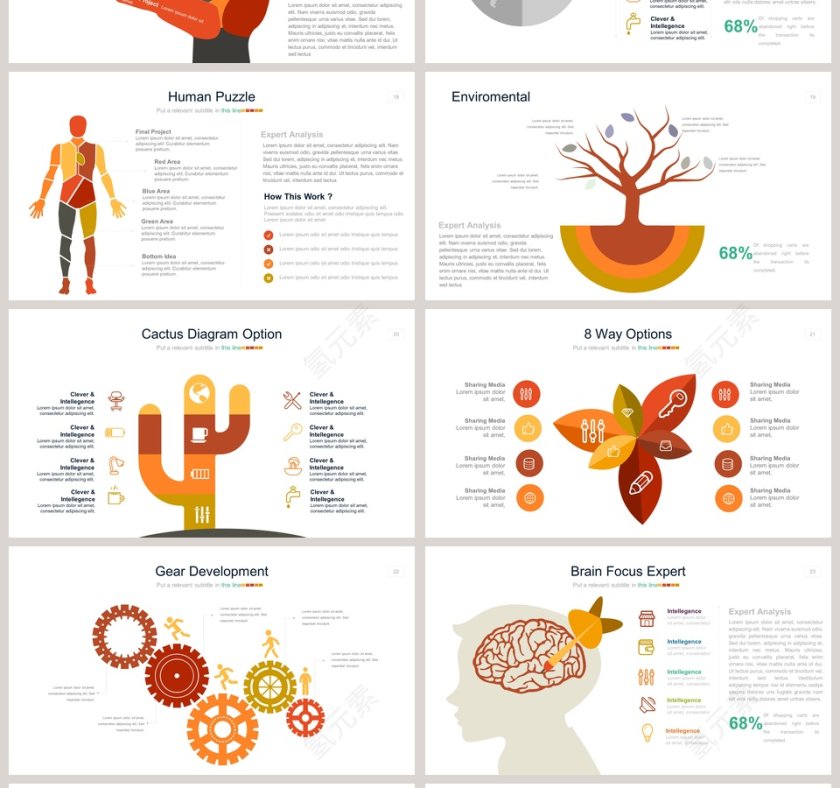 手指图箭头可视化图表集PPT模板第4张