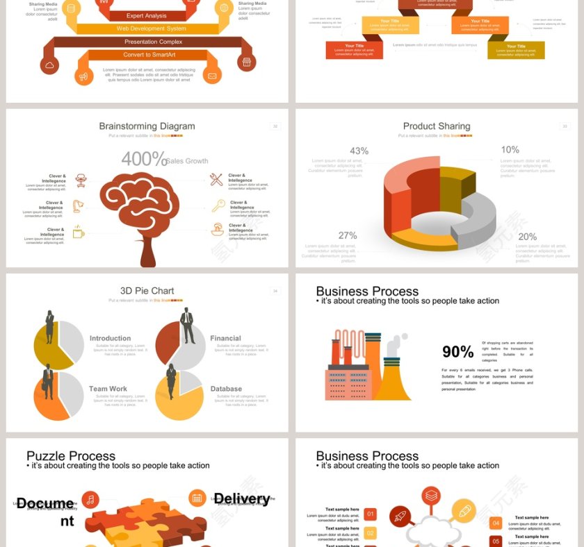手指图箭头可视化图表集PPT模板第6张