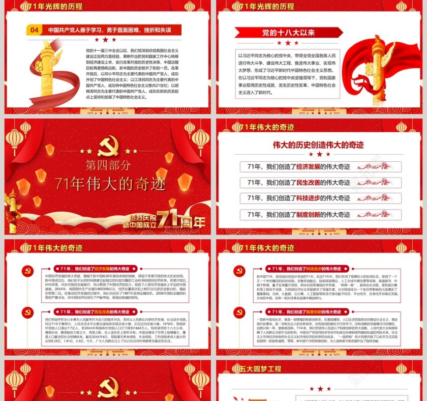 热烈庆祝新中国成立71周年PPT模板第5张